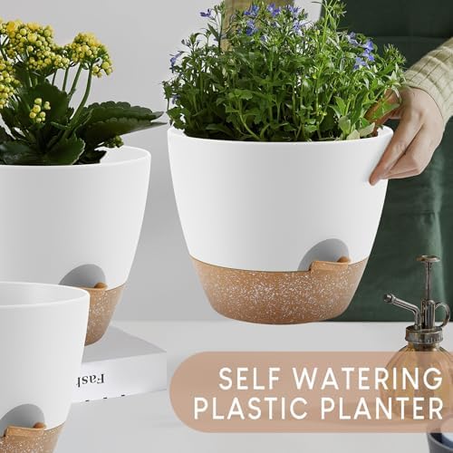 YNNICO Self Watering Plant Pots 10/9/8/7.5/7 inch for Indoor Plants - Image 7