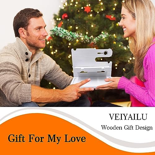 VEIYAILU Gifts for Women Girlfriend Him Men Dad Husband Boyfriend Nightstand Organizer Wood Phone Docking Station(White) - Image 4