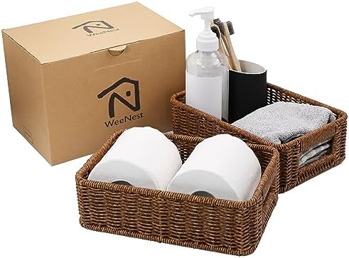 WeeNest Baskets for Organizing, Basket Small, Toffee, Set of 2 by WeeNest