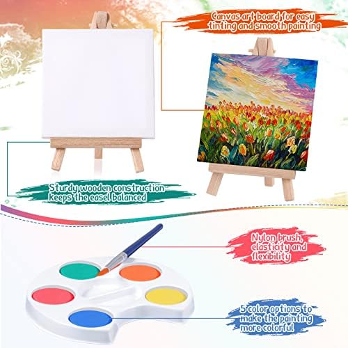 Crtiin 12 Set Mini Watercolor Paint Kit with 4x4" Canvas Easel Brush - Image 3