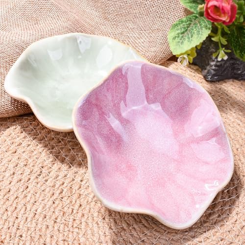 Porcelain Jewelry Dish Set of 2, 4.25'' Leaf Shaped Ring Holders - Image 7