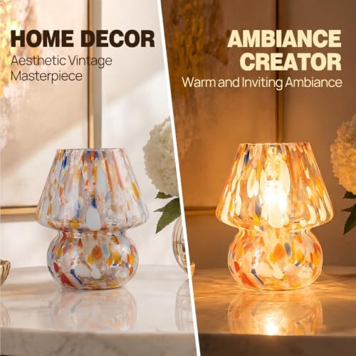 Small Mushroom Table Lamp for Bedside & Nightstand, Murano, Mixed - Image 2