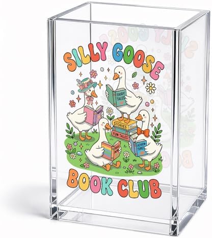 Funny Silly Goose Book Club Acrylic Pencil Holder Cup for Reader by Unknown