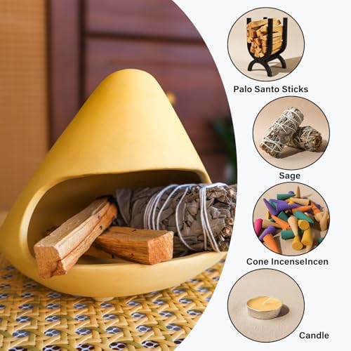 MOUGIGI Unique Zongzi Shaped Clay Smudge Bowl, Palo Santo Holder for Sage - Image 5