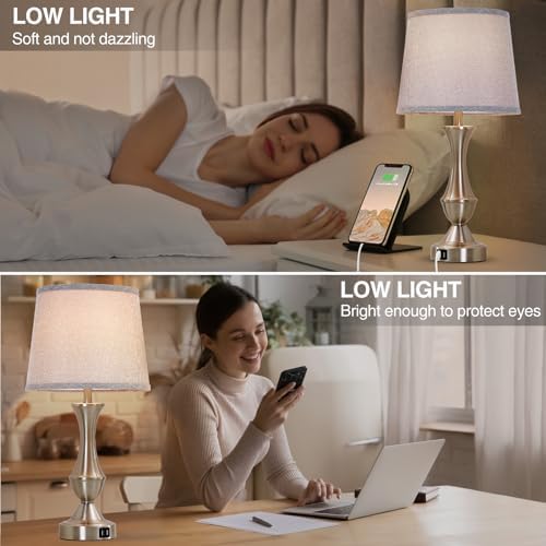Touch Table Lamps Set of 2, 22" Tall Bedside Lamps, Nightstand Lamps - Image 3
