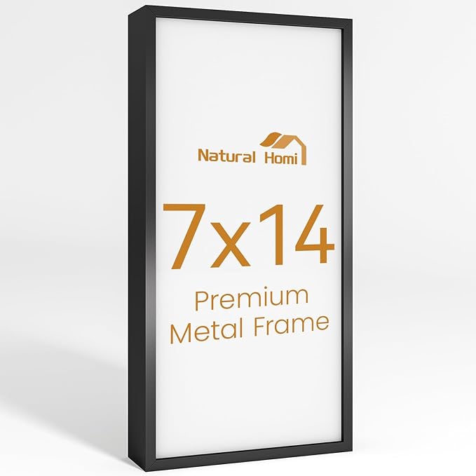 7x14 Aluminum Metal Picture Frame,Tempered Glass Black Photo Frame 7x14 for Family Photo,Posters,Art,Document to Wall Mount Horizontally or Vertically