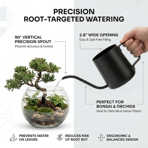 Small Metal Watering Can for Indoor Plants - 12oz Long Spout Pot for Succulents, Orchids & Seedlings - Stainless Steel with Teflon Coating (350ml/12oz) - Image 4