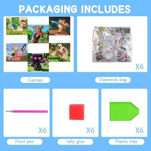 GQYCZZ 6 Pack Diamond Art Kits for Kids Aged 4-12, 6x6 in - Image 3