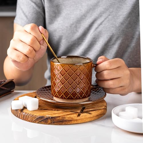 GBhome 6 OZ Stackable Coffee Mugs Set of 4, Ceramic Coffee Cups Set - Image 5