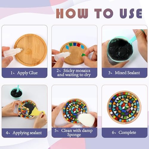 2Pcs DIY Glass Mosaic Tiles Kits Stained Glass Coaster Craft For Adults - Image 4