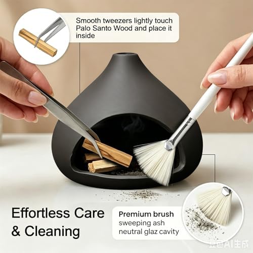 EATAKWARD Ceramic Brown Palo Santo Incense Holder, Mini Chimney Design for Burning Sticks and Sage, Suitable for Meditation and Relaxation Spaces (StyleC) - Image 3