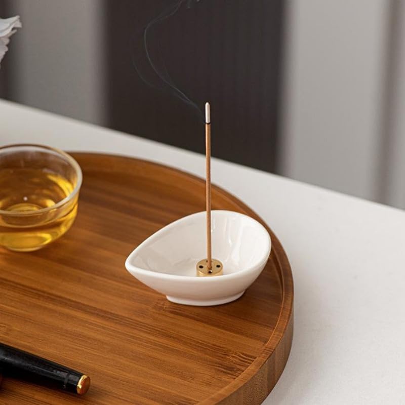 Incense Holder Modern Minimalist Circular Incense Stick Burner for Cones or Sticks for Yoga & Meditation, Enhance Atmosphere,Ceramic Ash Catcher Five-Hole - Image 6