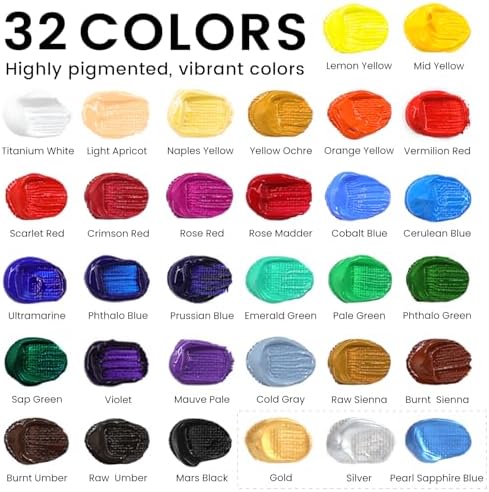 ARTALLY Acrylic Paint Set for Adults & Kids, 69 Pcs Canvas Painting Kits, 32 Colors Acrylic Paint (22ML),Table Easel,Brushes,Canvas, Art Painting Supplies Kit for Students,Artists,Beginners - Image 3