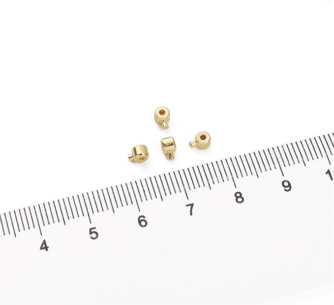 14K Gold Plated Cylinder Fishing Line Buckle 3.2mm End Caps 30pcs for Jewelry Making Findings