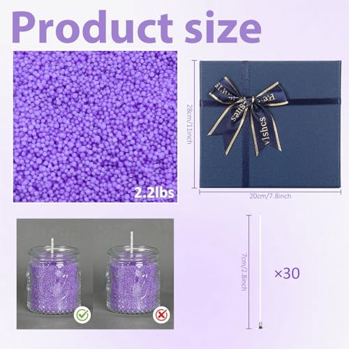 Caixiaofei Lavender Pearled Candle Sand Wax, Soy Wax - 36 Oz, 30 Cotton Wicks Gift Set, Long-Lasting Aromatherapy for Relaxation, Home Decor, Spa & Gifting for Birthdays, Anniversaries, Holidays - Image 2