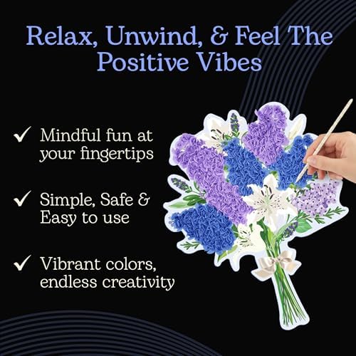 Unwynd Poke Art Lavender Flower Bouquet Kit for Adults, Women and Teens - Image 4