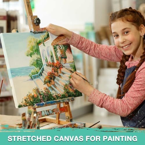 ESRICH Stretched Canvas, 6 Pack 8x8, Primed Acid-Free, Wood Framed Blank Canvas, Art Canvases for Beginners, Artists, Used for Oil, Acrylic Paint, Pouring Painting - Image 6