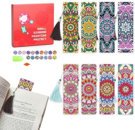 8 PC Diamond Art Bookmarks Kit for Adult Crafts Kit Gifts for Women Mandala by CharySim