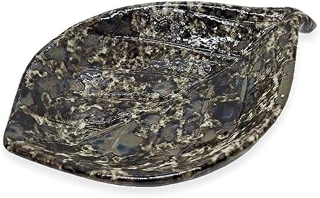 Tiny 4" Dark Grey Leaf Shaped Tray - Handmade Ceramic Porcelain Decorative Plate Dish Catchall Miniature Container for Jewelry Personal Items Incense Holders Trays Décor Gifts - Image 5
