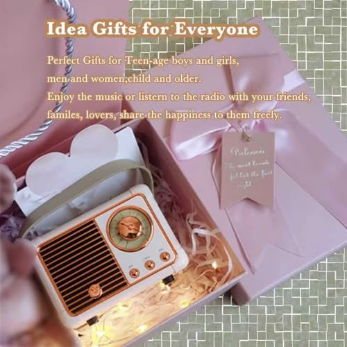 Retro Bluetooth Speaker, Wireless Mini Portable Speakers Vintage Radio Support USB/TF Card/AUX, Cute Bluetooth Speaker for Kitchen Desk Bedroom Office, Birthday Gifts for Women Teenage, Pink - Image 6