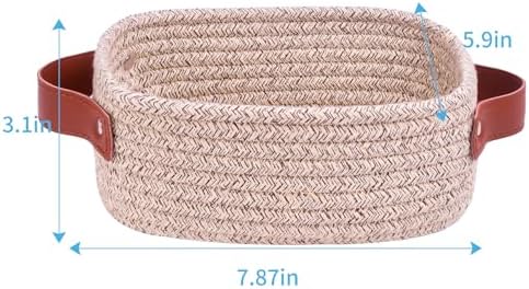 ABenkle Small Storage Basket, Mini Rope Woven Baskets, Cute Shelf Closet Storage Organizer, Boho Decorative Toy Bin for Nursery, Living Room, Spa, Empty Gift Basket - XS, Mixed Brown - Image 2