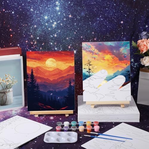 Zhanmai 20 Set Pre Drawn Canvas Painting Kit, Astronomical Landscape - Image 4