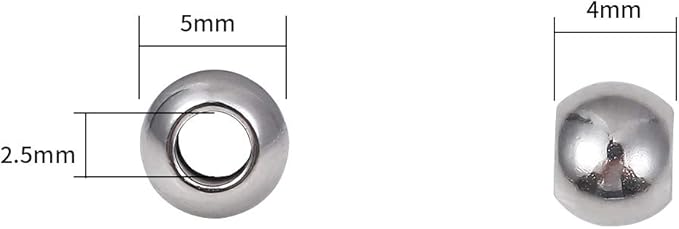 Stainless Steel Spacer Beads 5x4mm Round Loose Charm Caps Beads for DIY Jewelry Making 100pcs with 2.5mm Hole