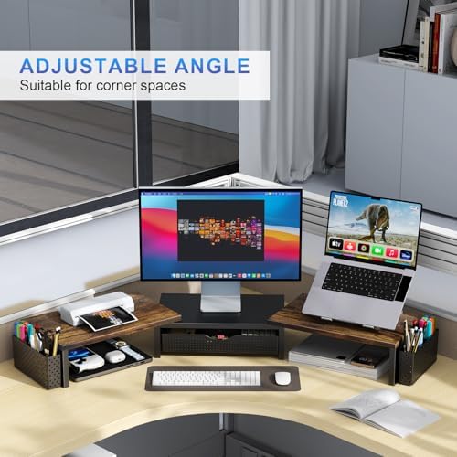gianotter Dual Monitor Stand Riser With Drawer and 2 Pen Holders - Image 5