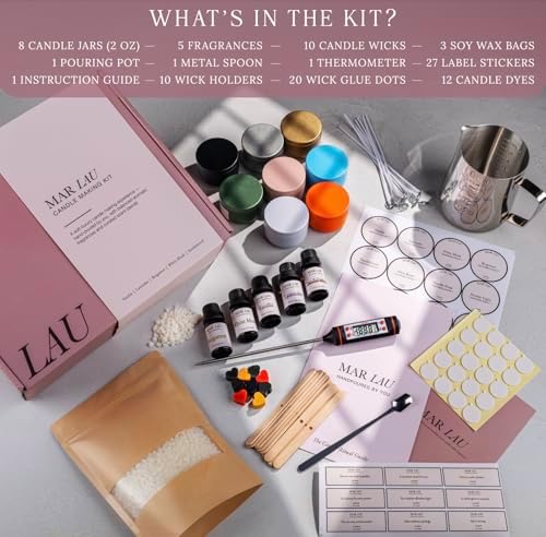 Mar Lau Soy Candle Making Kit for Adults – Complete DIY Candle Making Kit with 5 Fragrance Oils, Wax Melting Pot, Metal Tins, Beginner Candle Supplies - Image 2