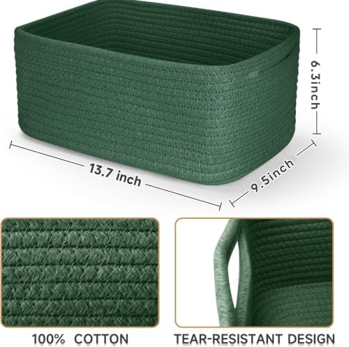 3 Pack Storage Baskets for Organizing, 13.7×9.5×6.3", Green - Image 3