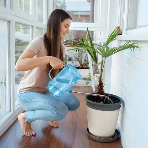 Plastic Watering Can - Small with Long Spout - 1/4 Gallon - 34 Oz - Blue - Image 6