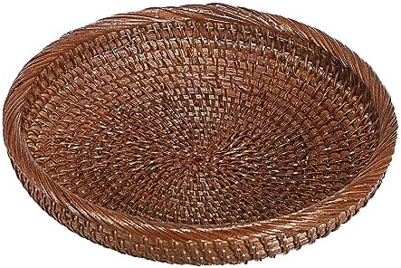 Hipiwe Small Key Basket Bowl for Entryway 7.6" Round Wicker Basket, Brown by Hipiwe