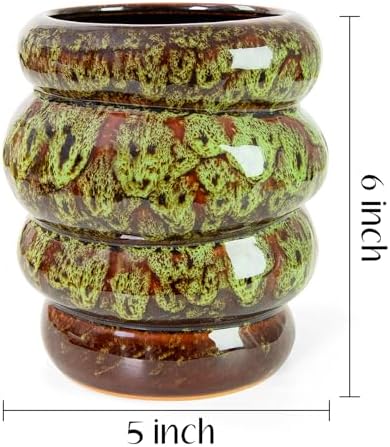 5 inch Ceramic Plant Pot - Flower Pot for Indoor Plants with Drainage Hole - Image 3