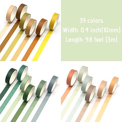 MOOKER 39 Rolls Washi Tape Set - Morandi Colored Masking Tape, Thin Vintage Tape for Journaling, Scrapbooking Supplies, Crafts Aesthetic, Gift (Nature Color 10mm) - Image 3