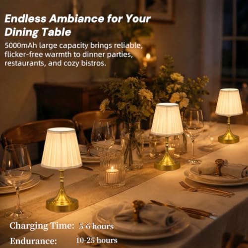 Gold Small Cordless Table Lamp Rechargeable,Mini Lamp - Kitchen Countertop - Image 3