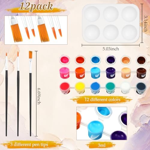 Ctosree 12 Pack Paint and Sip Kit Pre Drawn Canvas, Charming Lady, 10x8'' - Image 4