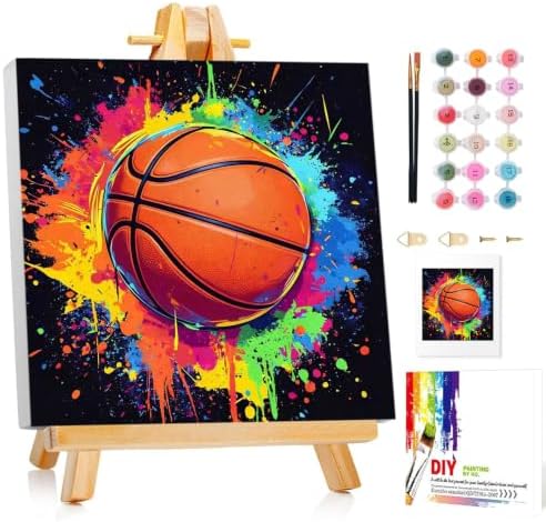 Mandun Basketball Paint by Numbers Kit for Kids, 8x8 inch by MANDUN
