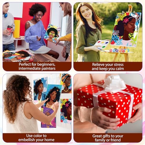 Zhanmai 20 Set Pre Drawn Canvas Painting Kit, Charming Women - Image 4