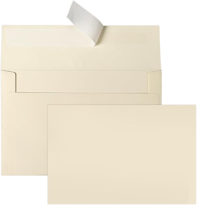 Ivory Blank Cards and Envelopes 4x6 (Not-Folded), Goefun Cream Flat Note Cards 4x6 and A6 Envelopes Self Seal 100 Pack for Wedding, Invitations, DIY Notecards, Birthday & All Occasion