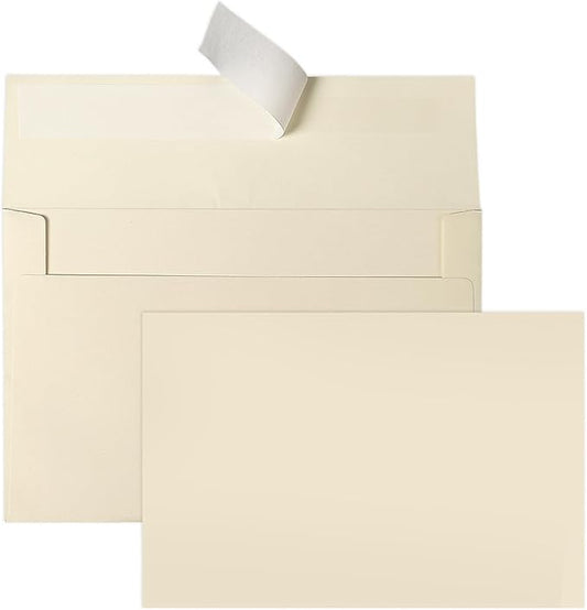 Ivory Blank Cards and Envelopes 4x6 (Not-Folded), Goefun Cream Flat Note Cards 4x6 and A6 Envelopes Self Seal 100 Pack for Wedding, Invitations, DIY Notecards, Birthday & All Occasion