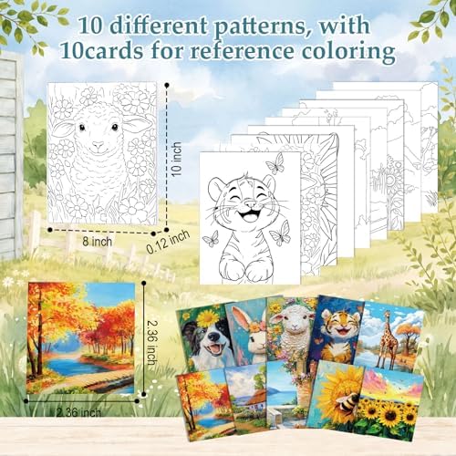 Ctosree 72 Pcs Nature Animals Paint and Sip Kit for Adults 8'' x 10'' Pre Drawn Canvas for Painting DIY Pre Printed Canvas for Party Favor Acrylic Painting Kit Wood Easel Brushes Date Night Bulk - Image 4