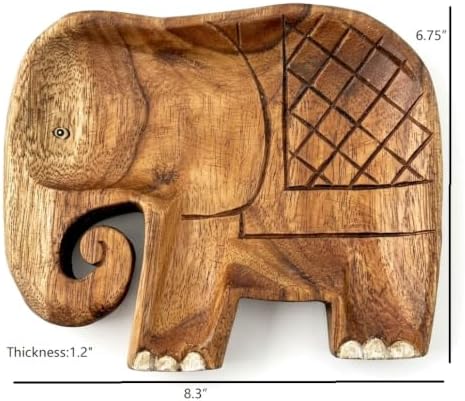 Elephant Catchall Tray, Hand Carved Solid Wood, Keys & Jewelry - Image 2