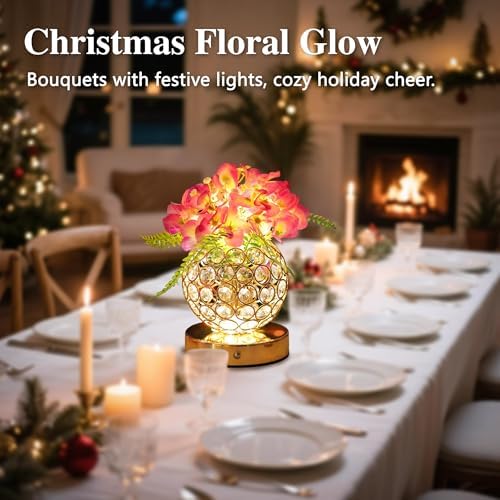 Purple Artificial Hydrangea Flower Lamp, 3 Color Dimmable Touch Control Night Light, Christmas Birthday Gifts for Women, Artificial Hydrangea Flower Table Lamp Decor Bedroom Bar Coffee Shop Wedding - Image 6