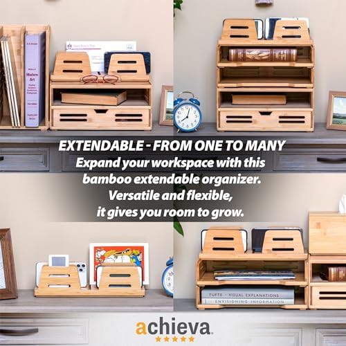 Achieva Bamboo Stackable Side Load Letter Tray, 2pk (71004) - Image 4