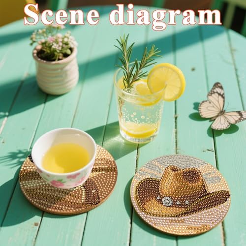 DOTSOPS 8 Pcs Cowboy Diamond Painting Coasters with Holder for Beginners - Image 5