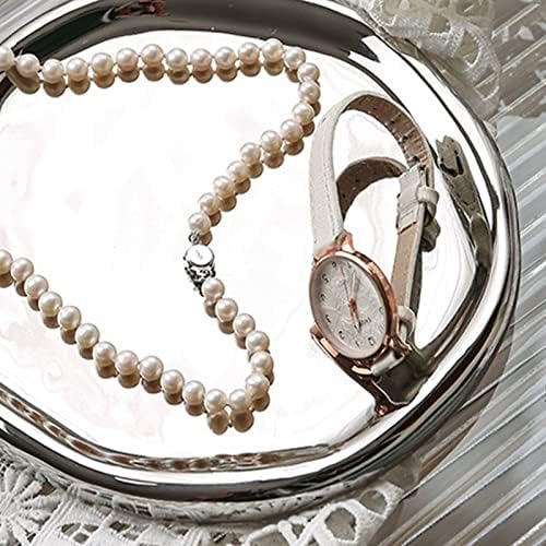 BEIJIALY Ceramic Jewelry Dish for Women, Trinket Tray, Ring Dish Tray, Jewelry Plate, Ceramic Glossy Appearance Simple Modern Stylish Storage Tray Key Tray for Home Gift(Silver Round) - Image 2