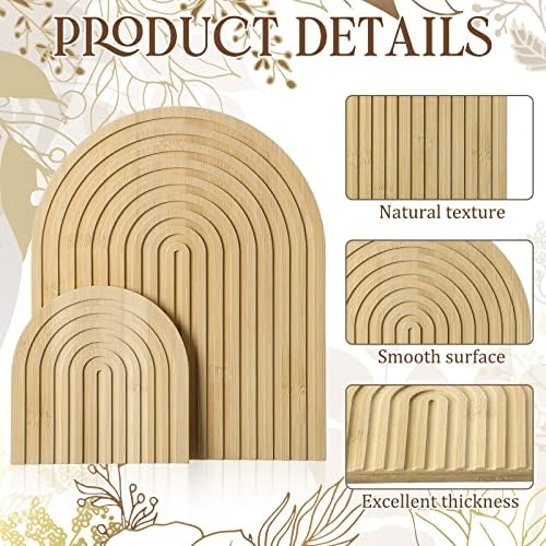 Chunful 2pcs Arch Cutting Board Boho Shelf Decor, Wood Color, Bamboo - Image 3