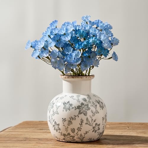 SIDUCAL Ceramic Vintage Vase, 5.91 Inch Retro Ice Cracked Chinoiserie Floral Vase, Rustic Farmhouse Vases for Home Decor, Bookshelf, Garden, Chinoiserie Decor, Tuscan Decor, Gray Floral Pattern - Image 5