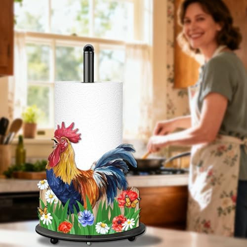 Rooster Paper Towel Holder, Rooster Decor for Countertop Cute Farmhouse Home Table, Housewarming Birthday Gifts for Farm - Image 5