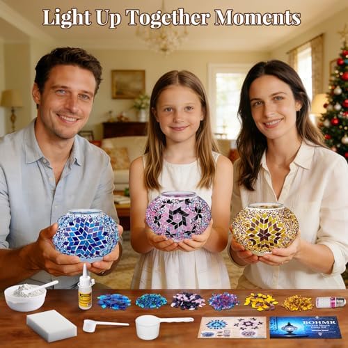 DIY Turkish Mosaic Lamp Kit for Adults & Teens, 5.2" Shade, Purple - Image 3